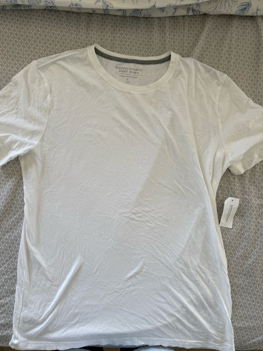 NWT Banana Republic White Soft Wash Crew Neck T-Shirt Size Large Tall
